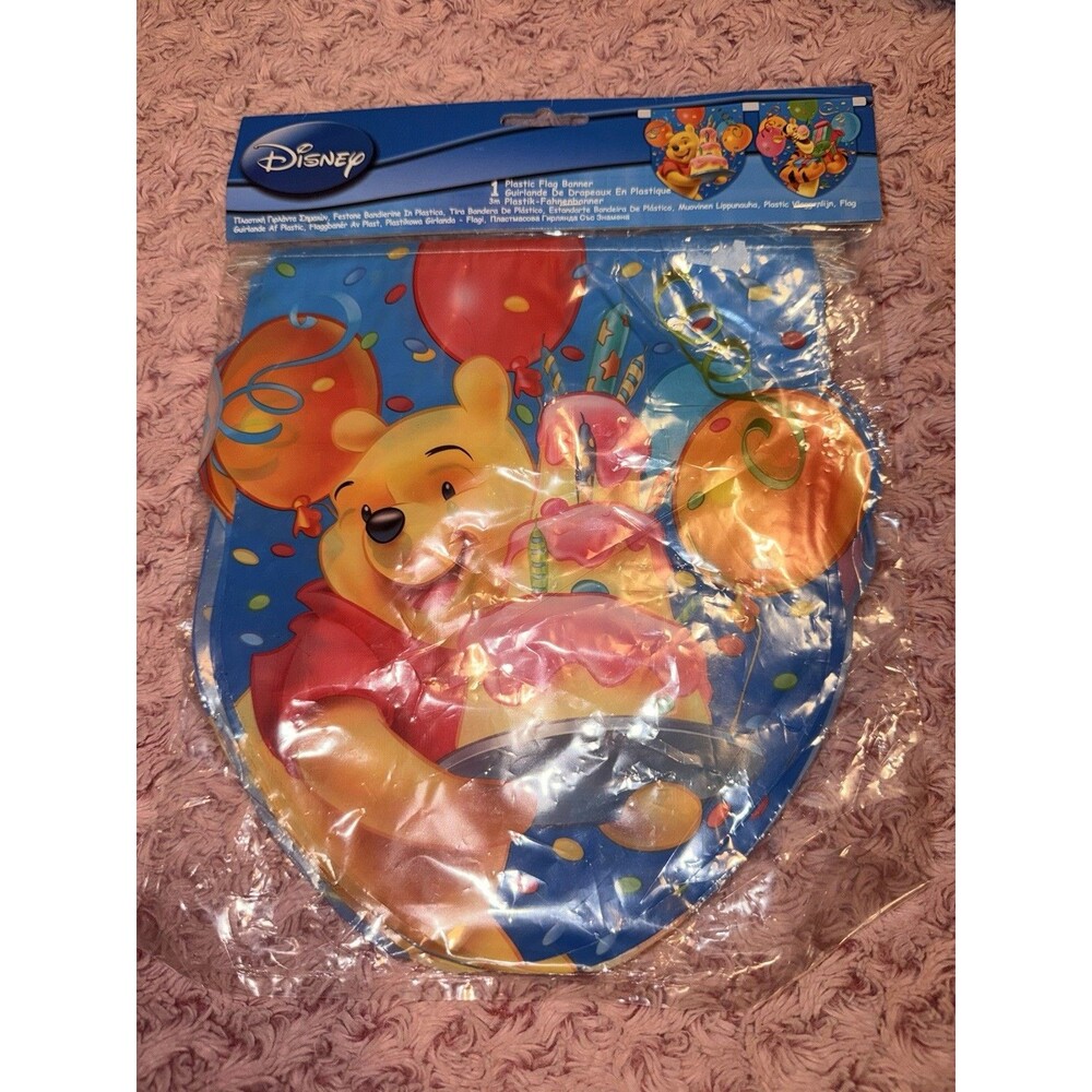 Y2K Disney Winnie The Pooh Birthday Party Banner Flag Plastic Hang Tigger